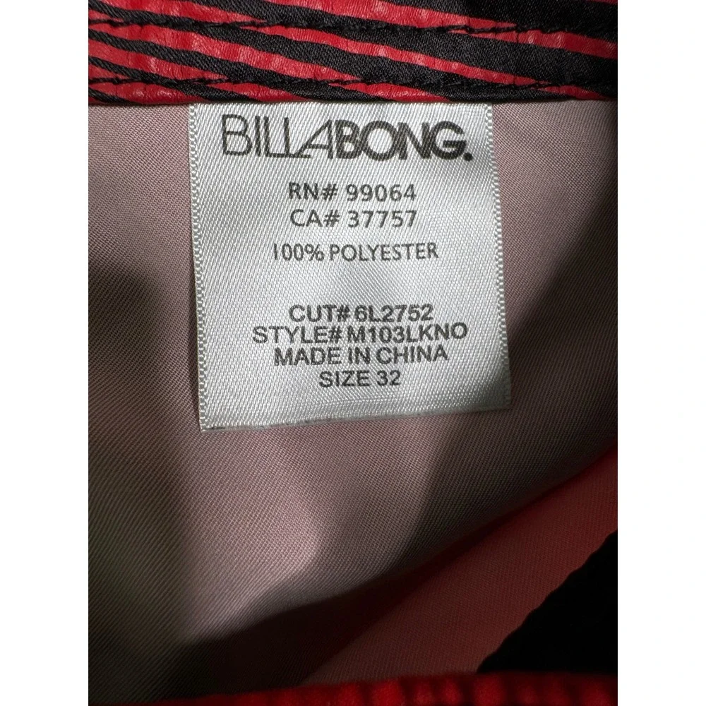 Billabong Platinum X Andy Irons Board Shorts Mens 32 Red Black Blue Y2K Surfing